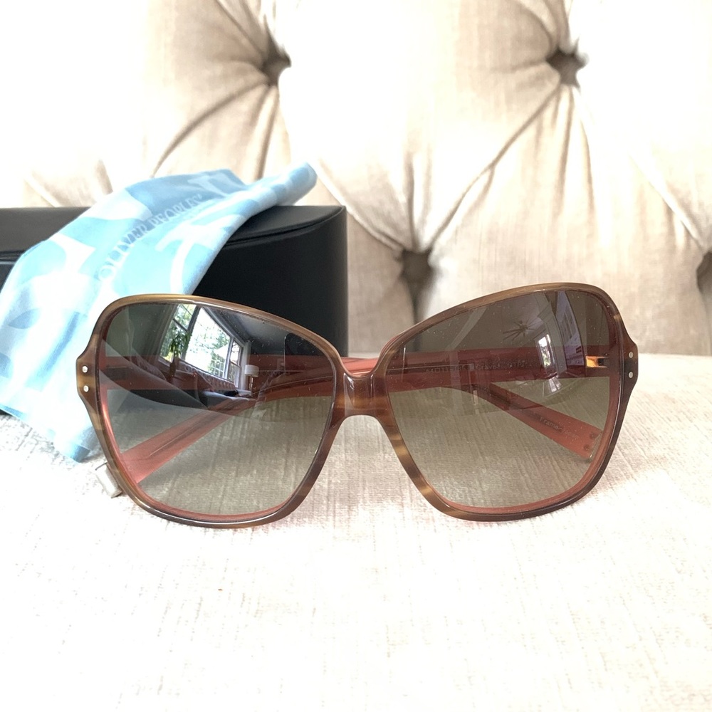 Oliver Peoples Tan & Pink Large Sunglasses